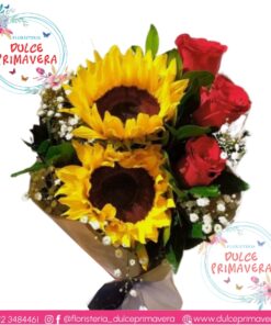 BQ GIRASOL + GLOBO METALIZADO + TARJETA